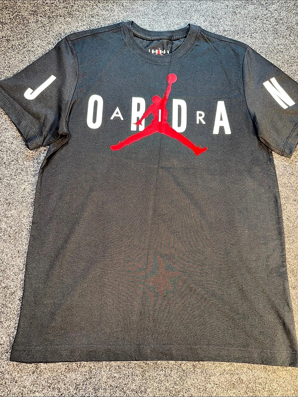 Jordan Jumpman Black/Red/White Athletic Tee Size Medium 100% Cotton.